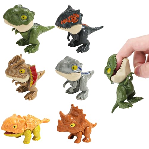 TYFYH Dinosaurier Spielzeug Set 6 Stück Dino Biss Finger, Dinosaurier Finger Spielzeug, Kleine Dinosaurier Figuren, Dinosaurier Spielzeug ab 2 Jahre, Kinderpartyspielzeug, Geeignet für Kinder von TYFYH