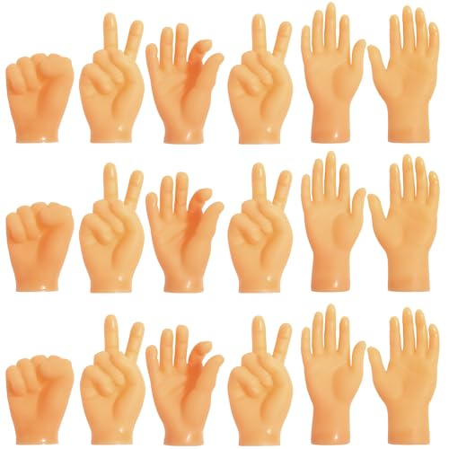TYFYH Mini Hände 18 Stück Kleine Hände, Tiny Hands, Mini Fingerpuppen, Gummi Lustige Minihände Linke und Rechte Hand, Mini Hände für Finger, Fingerhände für Haustier, Katzen, Kinder, Spiele Party von TYFYH