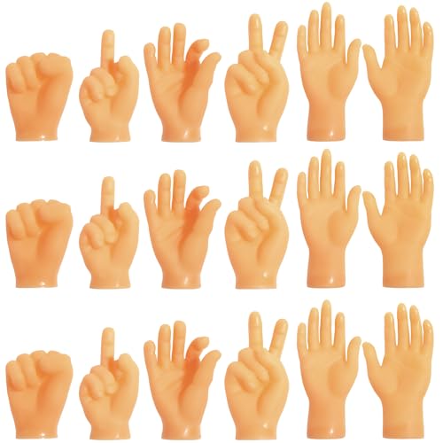 TYFYH Mini Hände 18 Stück Kleine Hände, Tiny Hands, Mini Fingerpuppen, Gummi Lustige Minihände Linke und Rechte Hand, Mini Hände für Finger, Fingerhände für Haustier, Katzen, Kinder, Spiele Party von TYFYH