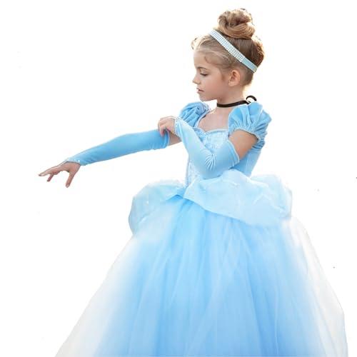 THYTHM Cinderella Kleid Kostüme Prinzessin Dress Up Cosplay Fancy Party Outfit für Mädchen Blau von TYHTYM