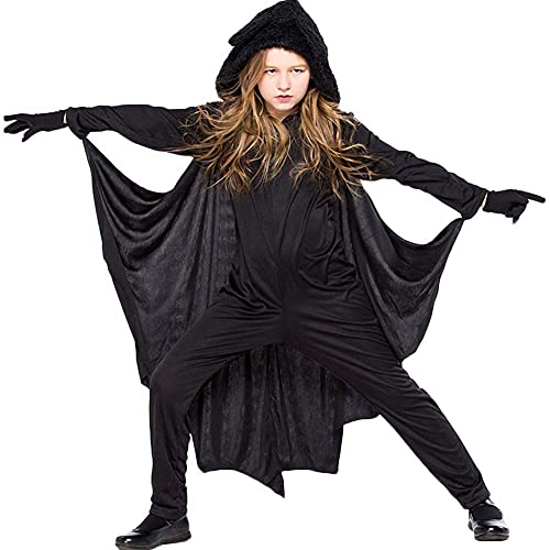 TYHTYM Kinder Halloween Fledermaus Kostüm für Jungen und Mädchen, Schwarz Fledermausflügel mit Kapuze und Umhang, Verkleidung Halloween Party 3-13 Jahre TYHTYM Kinder Halloween Fledermaus Kostüm für Jungen und Mädchen, Schwarz Fledermausflügel mit Kapuze und Umhang, Verkleidung Halloween Party 3-13 Jahre von TYHTYM