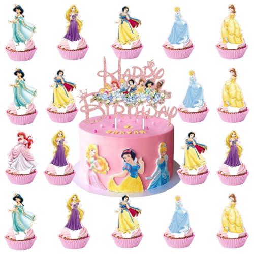25 Stück Tortendeko Geburtstag Kinder, Cartoon rosa Kuchen Deko, Happy Birthday Cake Topper,Geburtstagsdeko Jungen Mädchen, Cupcake Topper, für Geburtstagsfeier, Baby Shower (B) von TYLUSPA