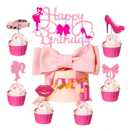 25-teiliges Geburtstag Tortenstecker Set Rosa – 1 großer Stecker & 24 Zahnstocherstecker für Kuchen, Muffins und Snacks, für Kindergeburtstag & Mädchenparty von TYLUSPA