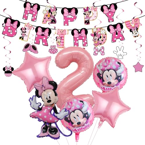 Geburtstagsdeko Mädchen 2 Jahre, 13pcs Kinder Geburtstag Deko, Rosa Luftballons für Kinderparty, Prinzessinnen Theme Fest von TYLUSPA
