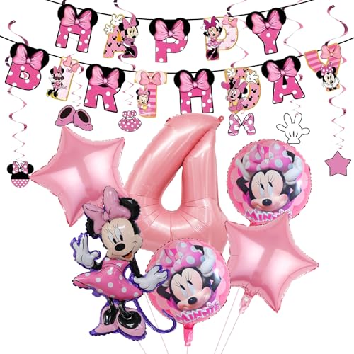 Geburtstagsdeko Mädchen 4 Jahre, 13pcs Kinder Geburtstag Deko, Rosa Luftballons für Kinderparty, Prinzessinnen Theme Fest von TYLUSPA