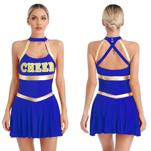 Cheerleading-Uniform for Damen, Cheerleader-Kostüm, jugendliches Schulmädchen, karnevalistische Cosplay-Outfits, Call of the Night, Cosplay-Kleid(Blue,S) von TYNXK