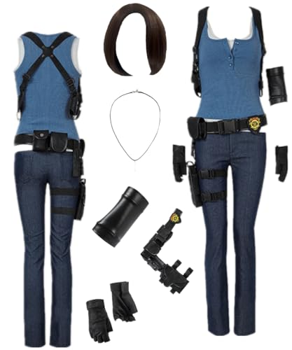 TYRHDJZQ Anime Blaue Weste Hose Damen Kostüm Outfit Halloween Cosplay (US(M)) von TYRHDJZQ