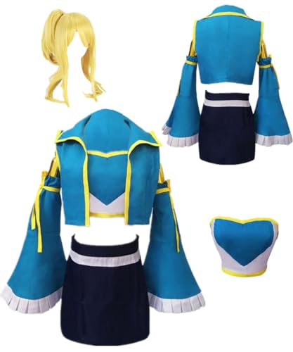 TYRHDJZQ Anime Blauer Rock Schuluniform Damenkostüm Outfit Halloween (US(M)) von TYRHDJZQ
