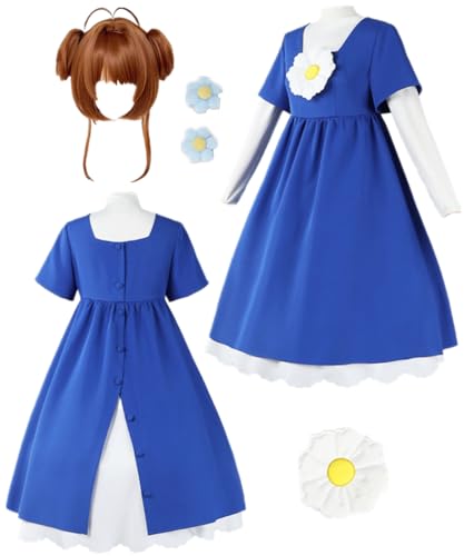TYRHDJZQ Anime Blauer Weste Rock Weißes Hemd Damen Kostüm Outfit Halloween (US(S)) von TYRHDJZQ