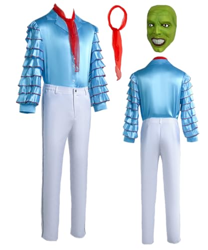 TYRHDJZQ Anime Blaues Hemd Weiße Hose Herren Kostüm Outfit Halloween (US(S)) von TYRHDJZQ
