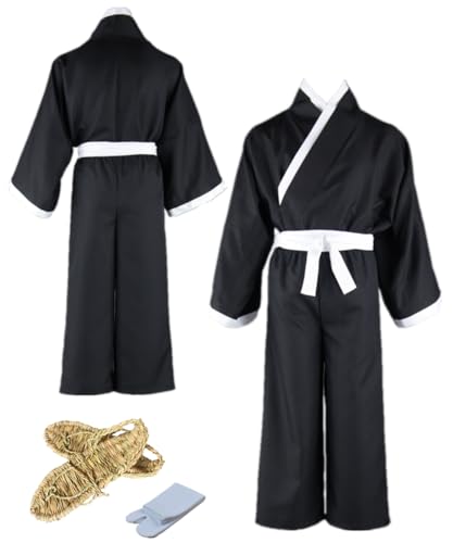 TYRHDJZQ Anime Cosplay Black Haori Herren Kimono Outfit Halloween Kostüm (US(M)) von TYRHDJZQ