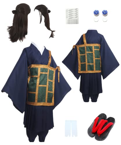 TYRHDJZQ Anime Cosplay Blau Kimono Hose Herren Outfit Kostüm Halloween (XS) von TYRHDJZQ