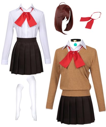 TYRHDJZQ Anime Cosplay Brauner Pullover Shirt Damen Uniform Kostüm Halloween (XS) von TYRHDJZQ