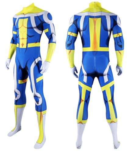 TYRHDJZQ Anime Cosplay Gelb Blau Elastischer Overall Herren Kostüm Halloween (XS) von TYRHDJZQ