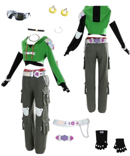 TYRHDJZQ Anime Cosplay Grün Hoodie Hose Damen Outfit Kostüm Halloween (US(L)) von TYRHDJZQ