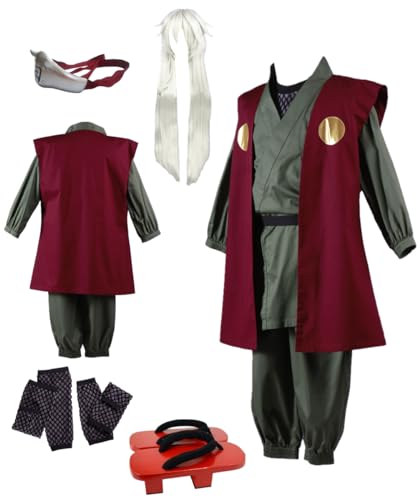 TYRHDJZQ Anime Cosplay Grüner Kimono Rote Weste Herren Outfit Halloween Kostüm (US) XXL) von TYRHDJZQ