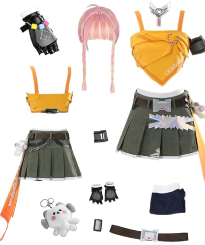 TYRHDJZQ Anime Cosplay Orange Tube Top Grün Rock Damen Outfit Halloween (US(S)) von TYRHDJZQ