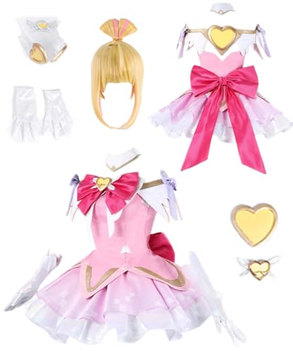 TYRHDJZQ Anime Cosplay Rosa Weste Top Rock Damen Kostüm Outfit Halloween (XS) von TYRHDJZQ