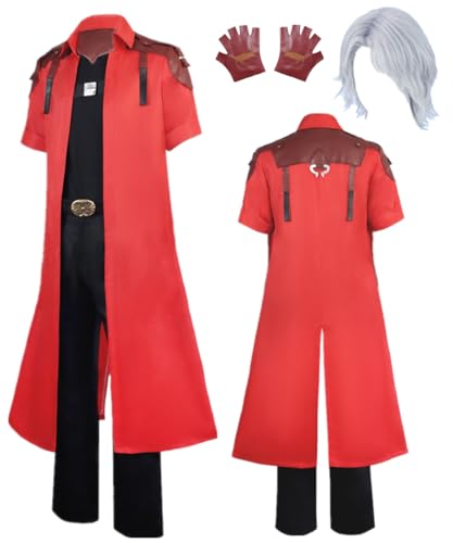 TYRHDJZQ Anime Cosplay Roter Umhang schwarze Weste Herren Outfit Kostüm Halloween (XS) von TYRHDJZQ