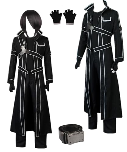 TYRHDJZQ Anime Cosplay schwarzer langer Mantel, Hose, Herren-Outfit, Halloween-Kostüm (US(XL)) von TYRHDJZQ