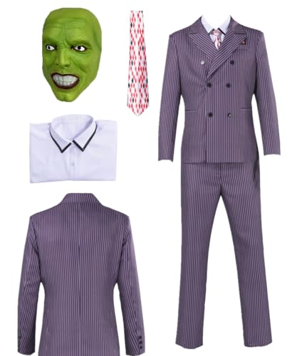 TYRHDJZQ Anime Herren-Kostüm, lila, gestreift, Mantel, Hose, Outfit, Halloween, Cosplay (US(XXL)) von TYRHDJZQ