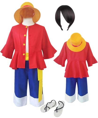 TYRHDJZQ Anime-Kostüm, rote Oberteile, blaue Hosen, Herren-Outfit, Halloween, Cosplay (US(M)) von TYRHDJZQ