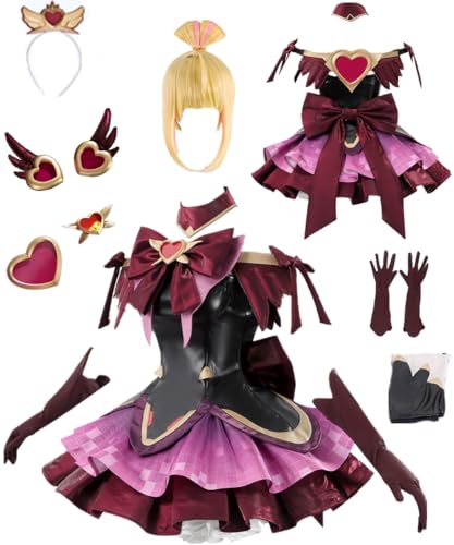 TYRHDJZQ Anime Lila Rot Weste Top Rock Damen Outfit Kostüm Halloween (US(S)) von TYRHDJZQ