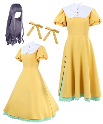 TYRHDJZQ Anime Movie Gelbes langes Kleid Damen Kostüm Outfit Halloween (XS) von TYRHDJZQ