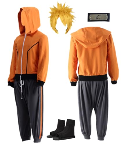TYRHDJZQ Anime Orange Kapuzenjacke Hose Herren Outfit Halloween Kostüm (XXS) von TYRHDJZQ