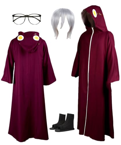 TYRHDJZQ Anime Red Long Hooded Robe Men's Outfit Halloween Costume (XS) von TYRHDJZQ