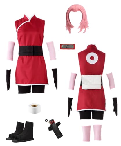 TYRHDJZQ Anime Red Sleeveless Cheongsam Damen Outfit Halloween Kostüm (US(XL)) von TYRHDJZQ