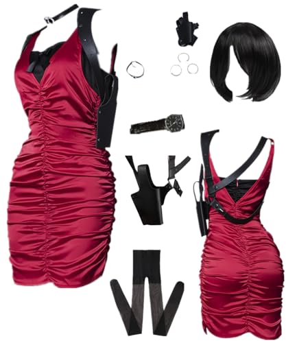 TYRHDJZQ Anime Red Weste Rock Damen Kostüm Outfit Halloween Cosplay (US(XXL)) von TYRHDJZQ