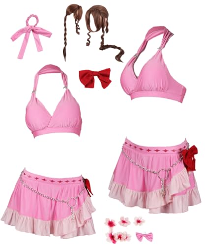 TYRHDJZQ Anime Rosa Röcke Badeanzug Damen Kostüm Party Halloween (US(L)) von TYRHDJZQ