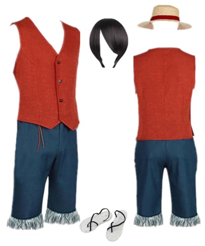 TYRHDJZQ Anime Rot Blau Denim Outfit Herren Cowboy Anzug Halloween Cosplay Kostüm (US(L)) von TYRHDJZQ