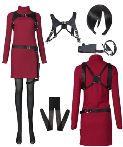 TYRHDJZQ Anime Rot Langarm Kleid Damen Kostüm Outfit Halloween (XS) von TYRHDJZQ