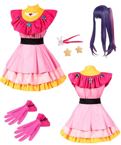 TYRHDJZQ Anime Rot Rosa Ärmelloses Kleid Damen Kostüm Outfit Halloween (US(M)) von TYRHDJZQ