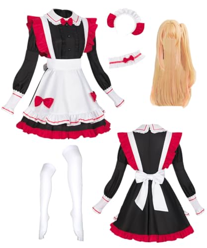 TYRHDJZQ Anime Schwarz-weißes Dienstmädchenkleid Damenkostüm-Outfit Halloween (US(S)) von TYRHDJZQ