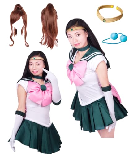 TYRHDJZQ Anime Weiß Grün Ärmelloses Kleid Damen Outfit Halloween Cosplay (US) XXL von TYRHDJZQ