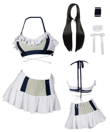 TYRHDJZQ Anime Weiße Röcke Badeanzug Damen Outfit Halloween Party (XS) von TYRHDJZQ