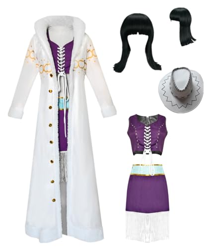 TYRHDJZQ Anime Weißer Pelzkragen Mantel Kostüm Damen Outfit Halloween Cosplay (US(L)) von TYRHDJZQ