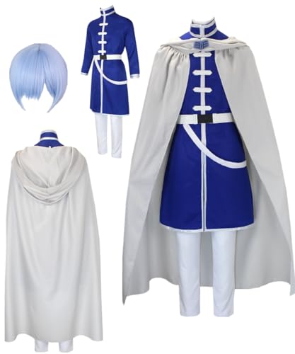 TYRHDJZQ Anime Weißer Umhang Blauer Anzug Herren Kostüm Outfit Halloween Cosplay (US(M)) von TYRHDJZQ