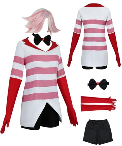 TYRHDJZQ Weiß-rosa gestreiftes Anime-Hemd für Damen – Halloween-Outfit (AD, XS) von TYRHDJZQ