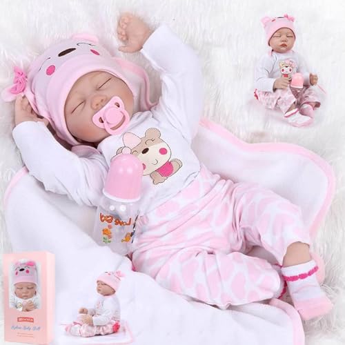 TYRUGD 22 Zoll 55 cm Reborn Baby Puppe Lebensecht Realistisch Reborn Babies Handgemacht Neugeborenes Echtes Baby Puppe Mädchen Junge Spielzeug Geschenk von TYRUGD