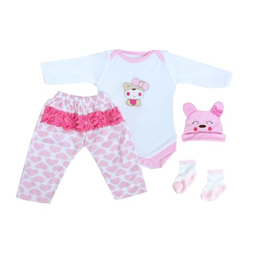 TYRUGD 50-55 cm/20-22 inches Reborn Dolls Clothes 4 Piece Cute Simulation Newborn Dolls Reborn Baby Doll All Cotton Clothes von TYRUGD