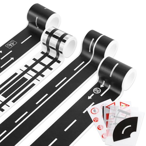 Straße Autobahn Eisenbahn Straßen Klebeband 9 Stück Road Tape Railway DIY Züge Eisenbahnen Rennwagen Spur Straßenband für Kinder Spielen, Straße Aufkleber von TYSM-CC