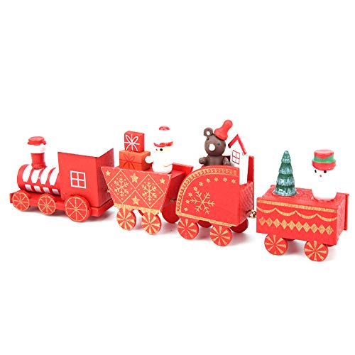 TYTOGE Mini Weihnachten Kinder Holz Zug Spielzeug Kind Zuhause DIY Zug Dekoration Ornament Geschenk (Rote Farbe) von TYTOGE
