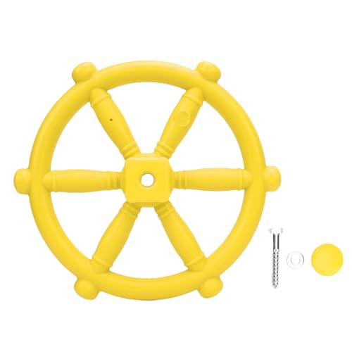 TYTOGE Schaukel-Lenkrad aus Kunststoff, Piratenschiff-Radspielzeug, Spielplatz-Zubehöraufsätze für Baumhaus, Hinterhof und Spielhaus Im Freien (Gelb) von TYTOGE