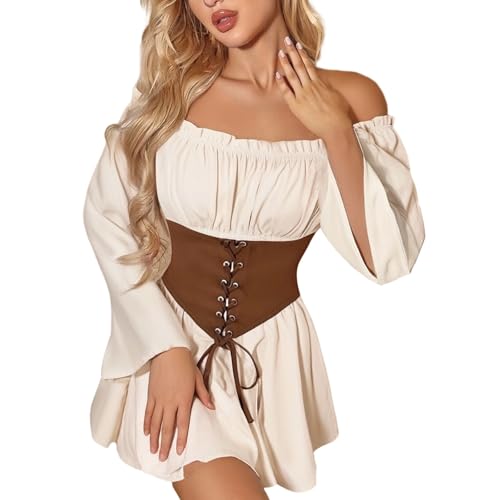 TYUIOP Damenkleider Sommer Mittelalter Kleidung Damen Renaissance Kleid Und Off Shoulder Bluse Gürtel Viktorianisches Kostüm Für Karneval Halloween Rotkäppchen Rock Gothic Kleider TYUIOP Damenkleider Sommer Mittelalter Kleidung Damen Renaissance Kleid Und Off Shoulder Bluse Gürtel Viktorianisches Kostüm Für Karneval Halloween Rotkäppchen Rock Gothic Kleider von TYUIOP