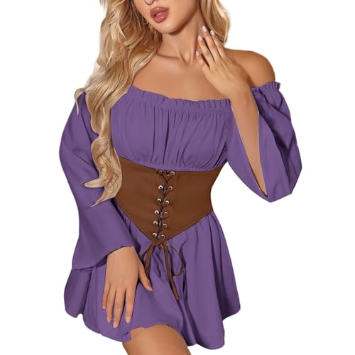 TYUIOP Damenkleider Sommer Mittelalter Kleidung Damen Renaissance Kleid Und Off Shoulder Bluse Gürtel Viktorianisches Kostüm Für Karneval Halloween Rotkäppchen Rock Gothic Kleider TYUIOP Damenkleider Sommer Mittelalter Kleidung Damen Renaissance Kleid Und Off Shoulder Bluse Gürtel Viktorianisches Kostüm Für Karneval Halloween Rotkäppchen Rock Gothic Kleider von TYUIOP