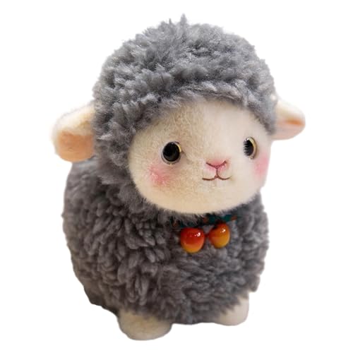 TYUIOP Plüsch Schaf Kuscheltier 25cm, Süßes Flauschiges Lamm Stofftier mit Holzknöpfen, Kawaii Plüschtier für Kinder, Babys & Erwachsene, Geschenk für Geburtstag & Kindertag (Grau) von TYUIOP